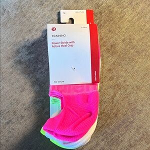 lululemon athletica Pink, Neon Green and White No-Show Socks (size 9-11 women’s)
